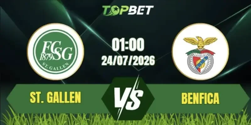 Soi kèo, nhận đonhj bóng đá ST Gallen cs Benfica 24/07/2026